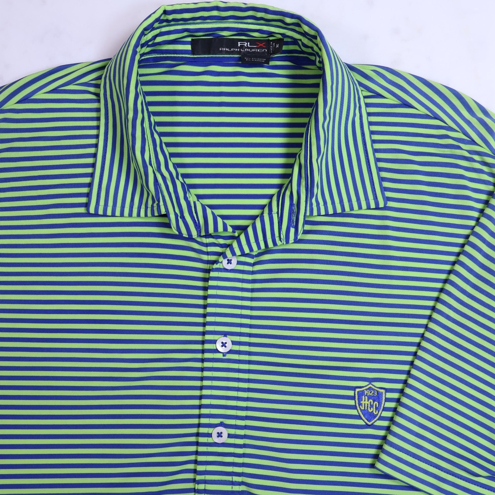 RLX Ralph Lauren Mens Medium Polo Shirt Striped HCC Country Club 1923 Maryland - Picture 4 of 12